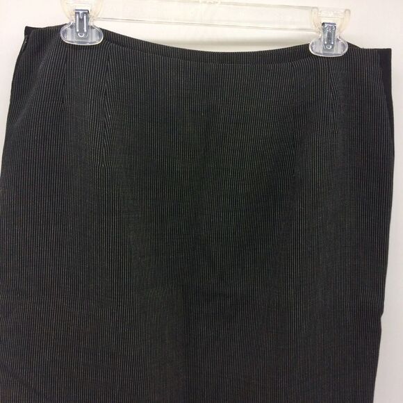 Akris Pinestriped Knee Length Pencil Skirt with Solid Black Side Panels - Picture 4 of 11